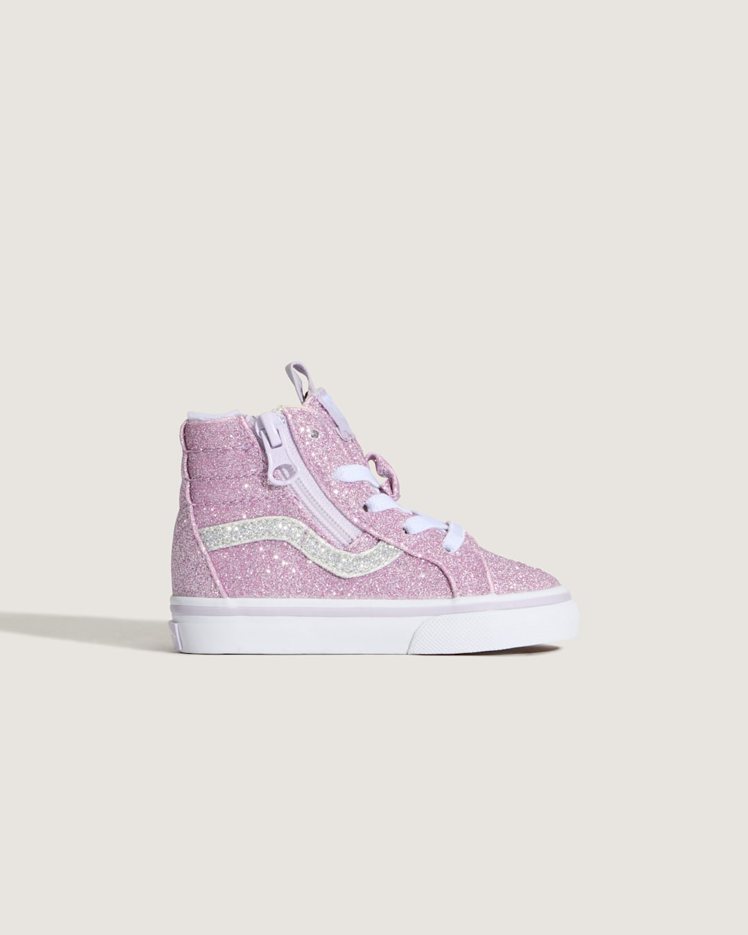 Kids Vans Toddler Sk8-Hi Side Zip Shoe in Glitter Lilac Mist Purple