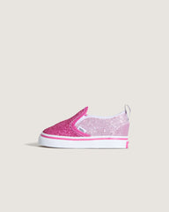 Kids Vans Toddler Classic Slip-On V Shoe in Glitter Raspberry Rose Pink