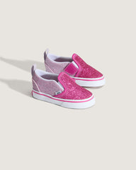 Kids Vans Toddler Classic Slip-On V Shoe in Glitter Raspberry Rose Pink