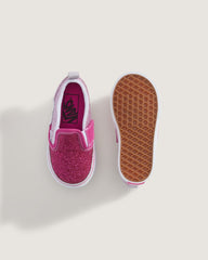 Kids Vans Toddler Classic Slip-On V Shoe in Glitter Raspberry Rose Pink