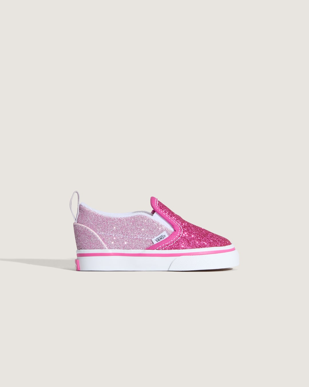 Kids Vans Toddler Classic Slip-On V Shoe in Glitter Raspberry Rose Pink