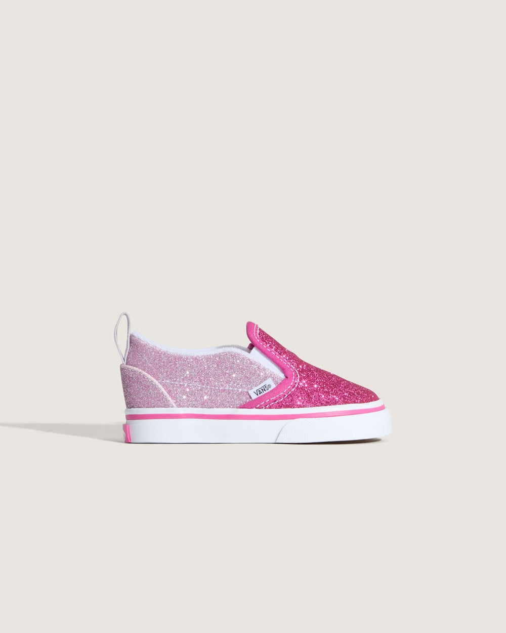 Kids Vans Toddler Classic Slip-On V Shoe in Glitter Raspberry Rose Pink