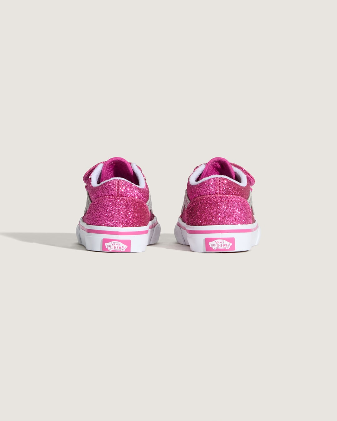 Kids Vans Toddler Old Skool V Shoe in Glitter Raspberry Rose Pink