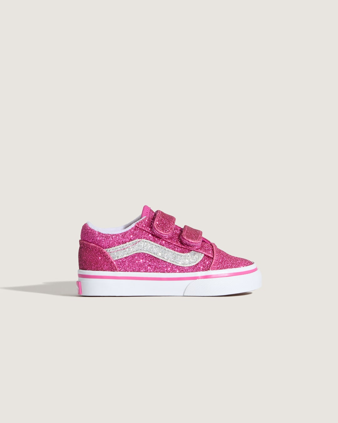 Kids Vans Toddler Old Skool V Shoe in Glitter Raspberry Rose Pink