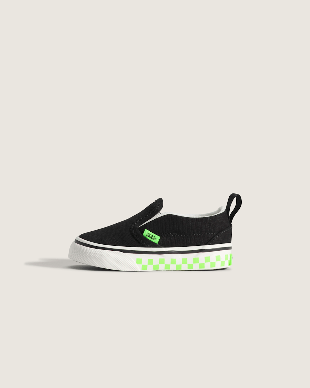 Kids Vans Toddler Classic Slip-On V Shoe in Glow-in-the-Dark Black / Green Gecko