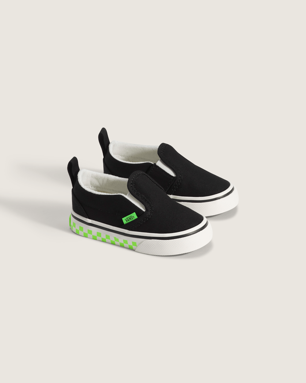 Kids Vans Toddler Classic Slip-On V Shoe in Glow-in-the-Dark Black / Green Gecko