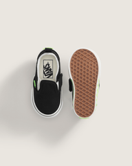 Kids Vans Toddler Classic Slip-On V Shoe in Glow-in-the-Dark Black / Green Gecko