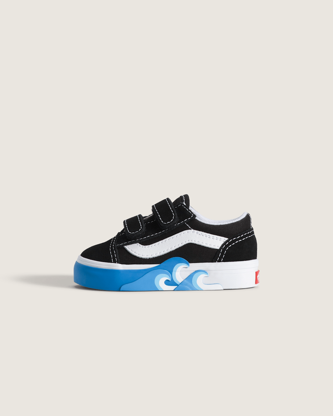 Kids Vans Toddler Old Skool V Shoe in Black / Bright Azure Blue