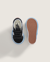 Kids Vans Toddler Old Skool V Shoe in Black / Bright Azure Blue