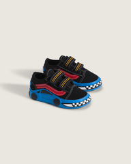 Kids Vans Toddler Old Skool V Shoe in Black / Blue
