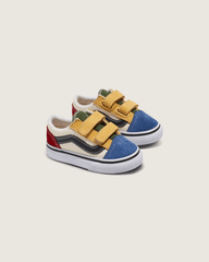 Kids Vans Toddler Old Skool V Shoe in Red / Blue