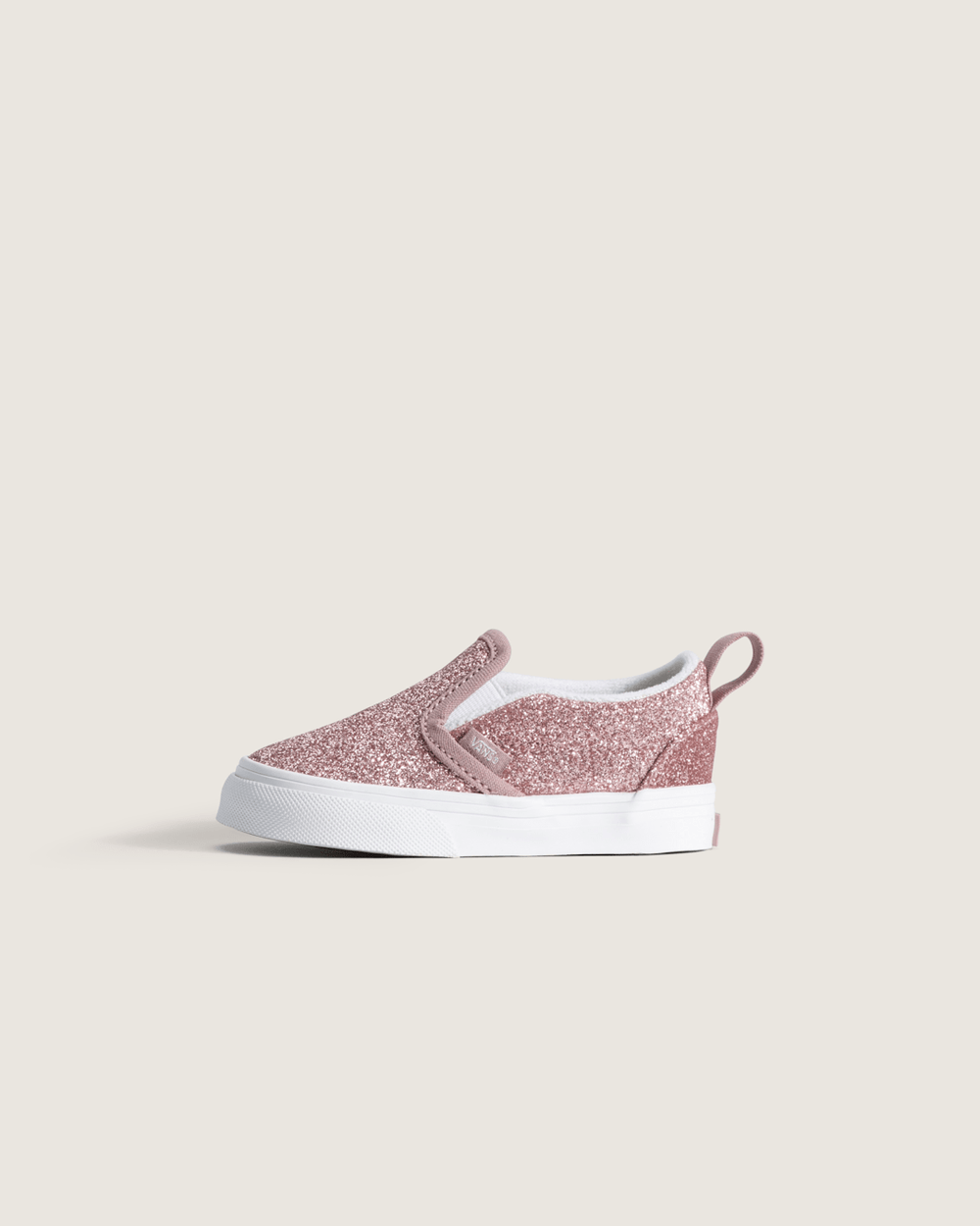Kids Vans Toddler Classic Slip-On V Shoe in Glitter Rose Gold Pink