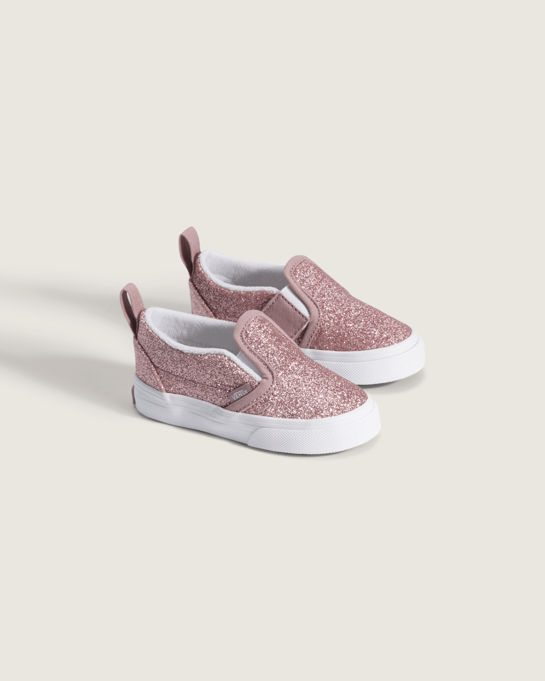 Kids Vans Toddler Classic Slip-On V Shoe in Glitter Rose Gold Pink