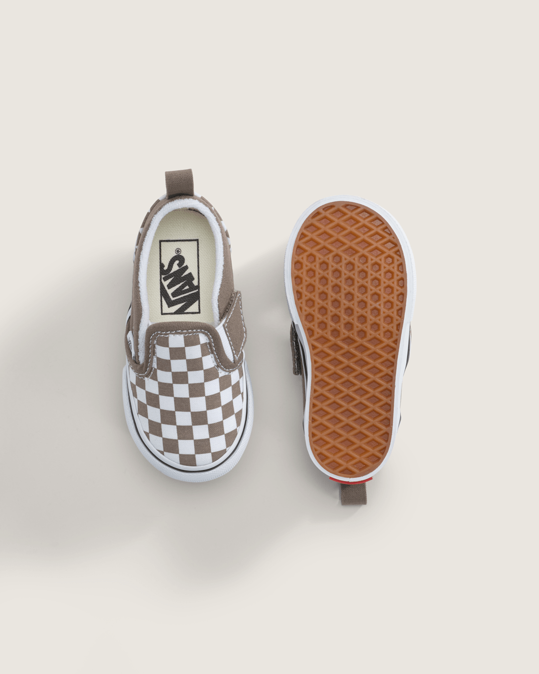 Kids Vans Toddler Slip-On V Checkerboard Shoe in Checkerboard Walnut Brown