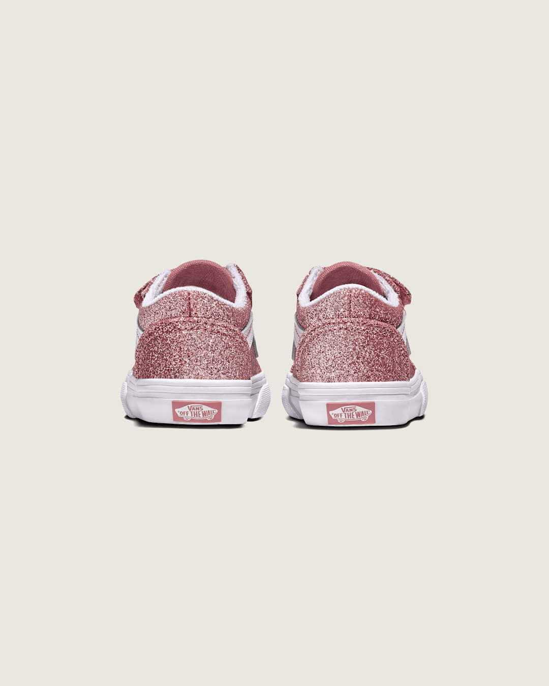 Kids Vans Toddler Old Skool V Shoe in Glitter Rose Gold Pink