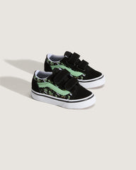 Kids Vans Toddler Old Skool V Shoe in Black / Green