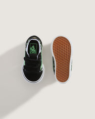 Kids Vans Toddler Old Skool V Shoe in Black / Green