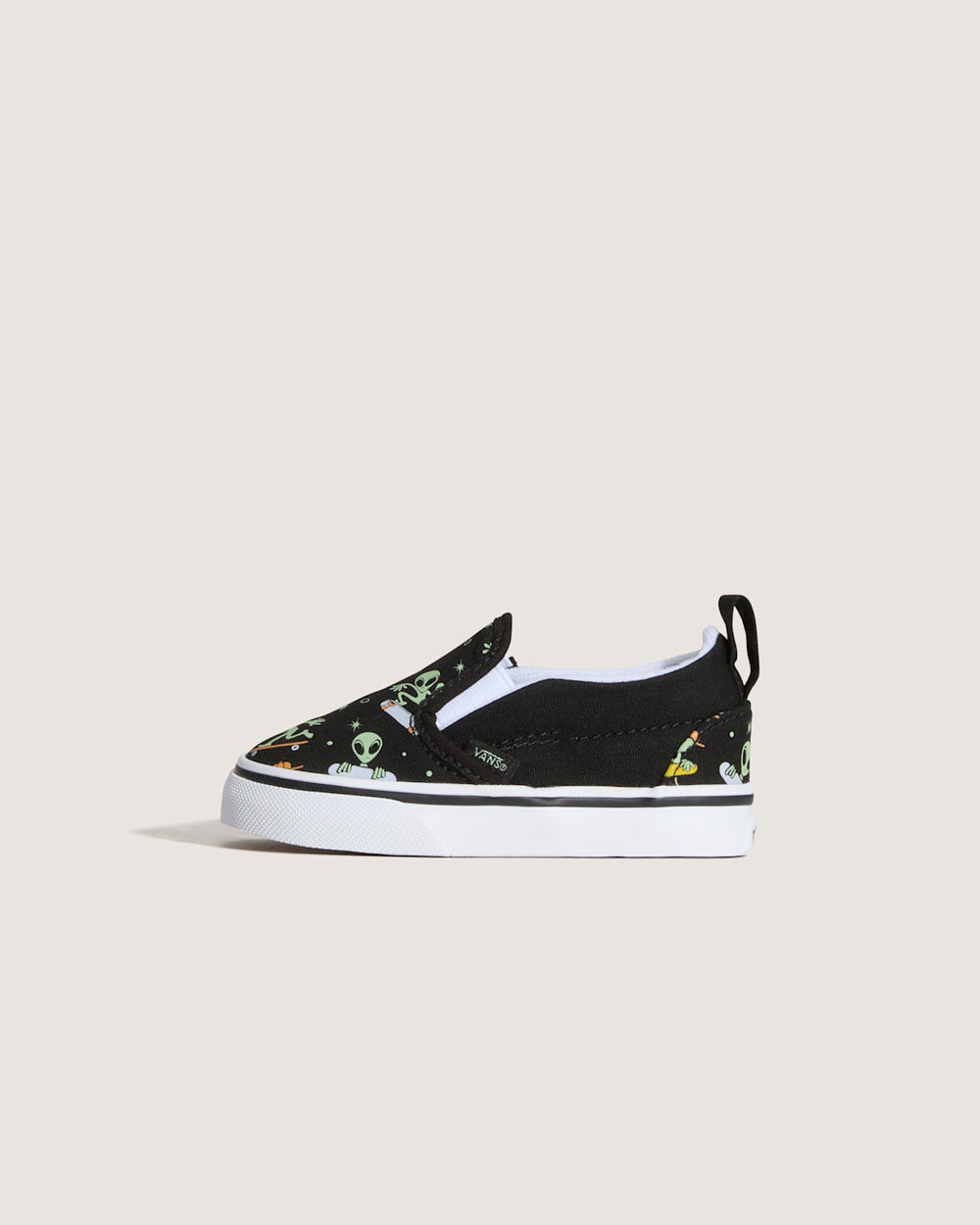 Kids Vans Toddler Classic Slip-On V Shoe in Black / Green