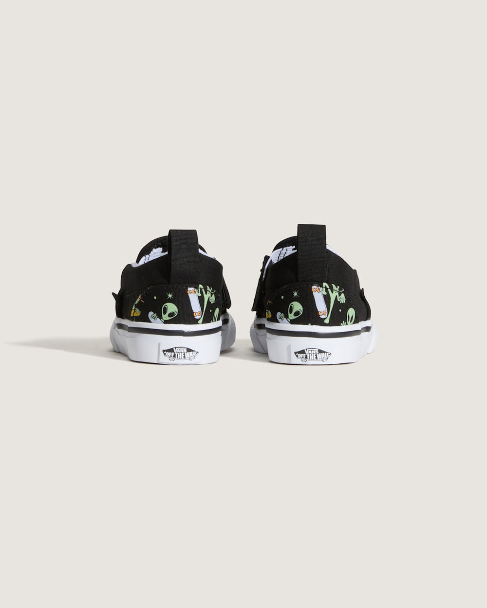 Kids Vans Toddler Classic Slip-On V Shoe in Black / Green
