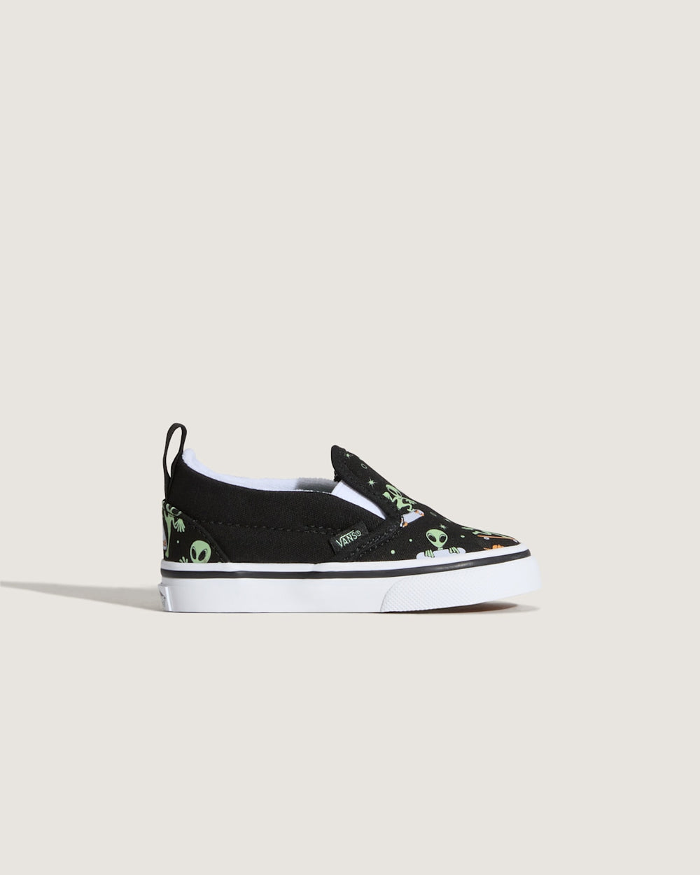 Kids Vans Toddler Classic Slip-On V Shoe in Black / Green