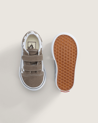 Kids Vans Toddler Old Skool V Checkerboard Shoe in Checkerboard Walnut Brown