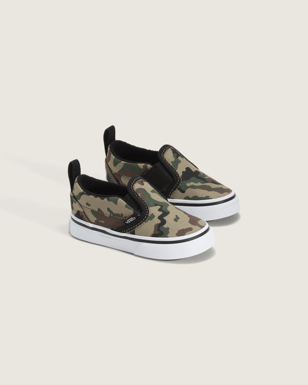 Kids|Sale Vans Toddler Classic Slip-On V Shoe in Camo Black / Green