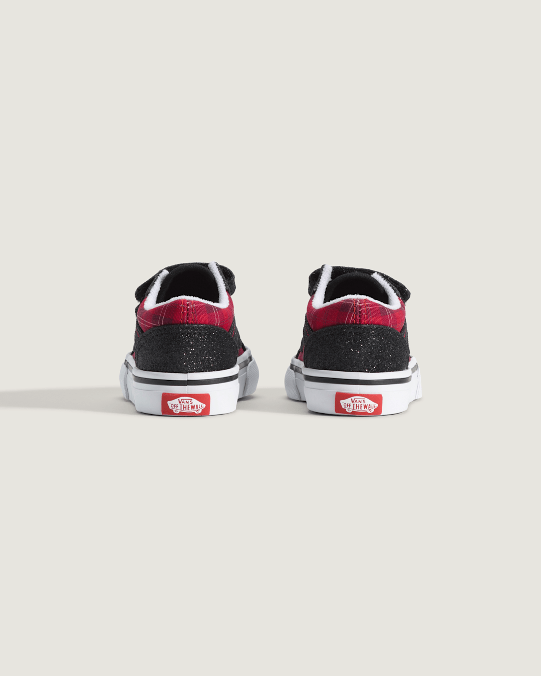 Kids|Sale Vans Toddler Old Skool V Shoe in Glitter Plaid Red / Black