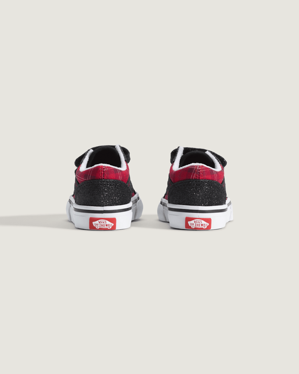 Kids|Sale Vans Toddler Old Skool V Shoe in Glitter Plaid Red / Black