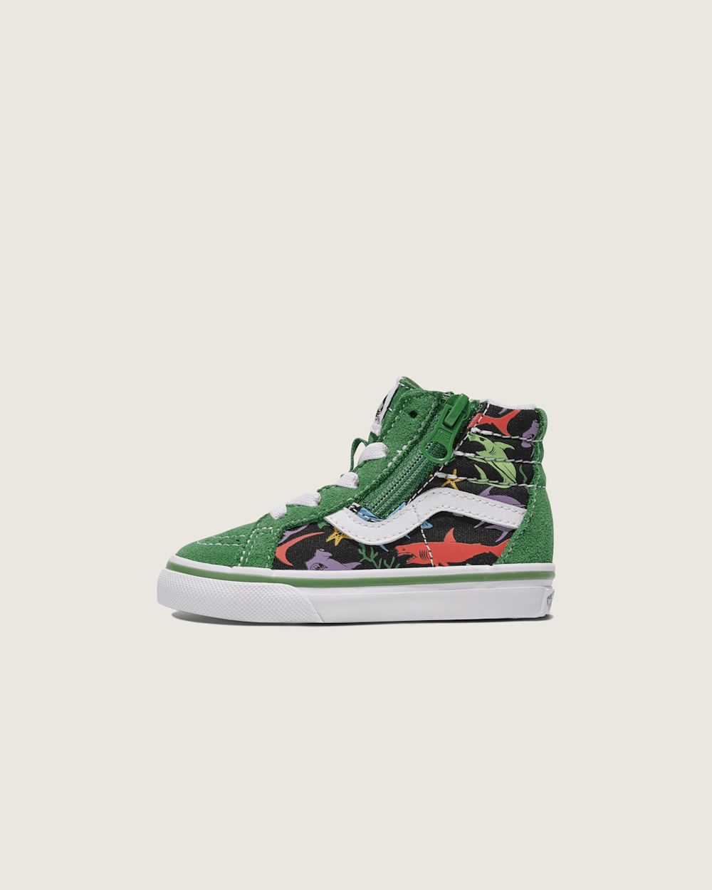 Kids|Sale Vans Toddler Sk8-Hi Reissue Side Zip Shark Shoe in Green / Black