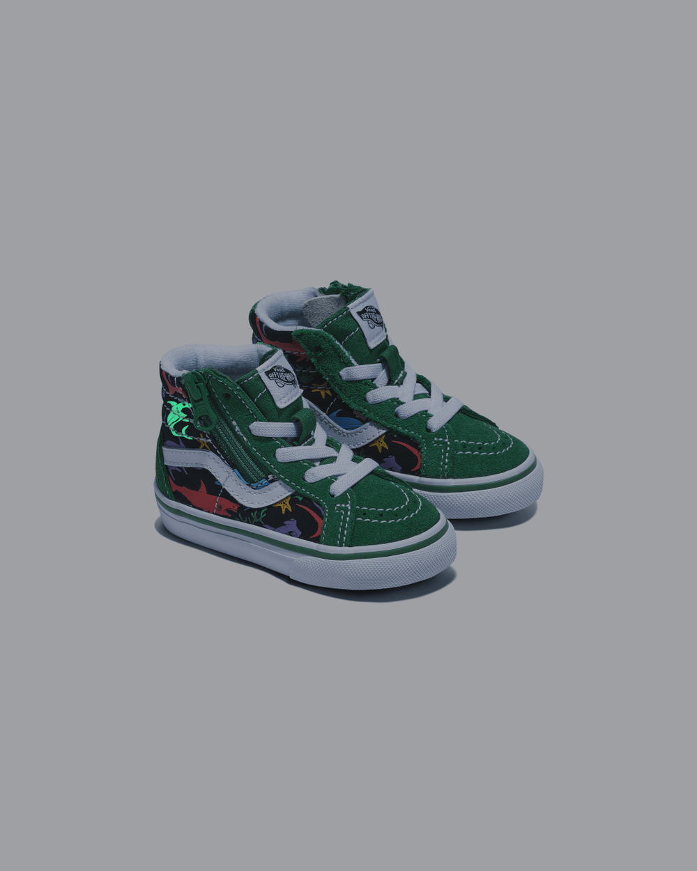 Kids|Sale Vans Toddler Sk8-Hi Reissue Side Zip Shark Shoe in Green / Black