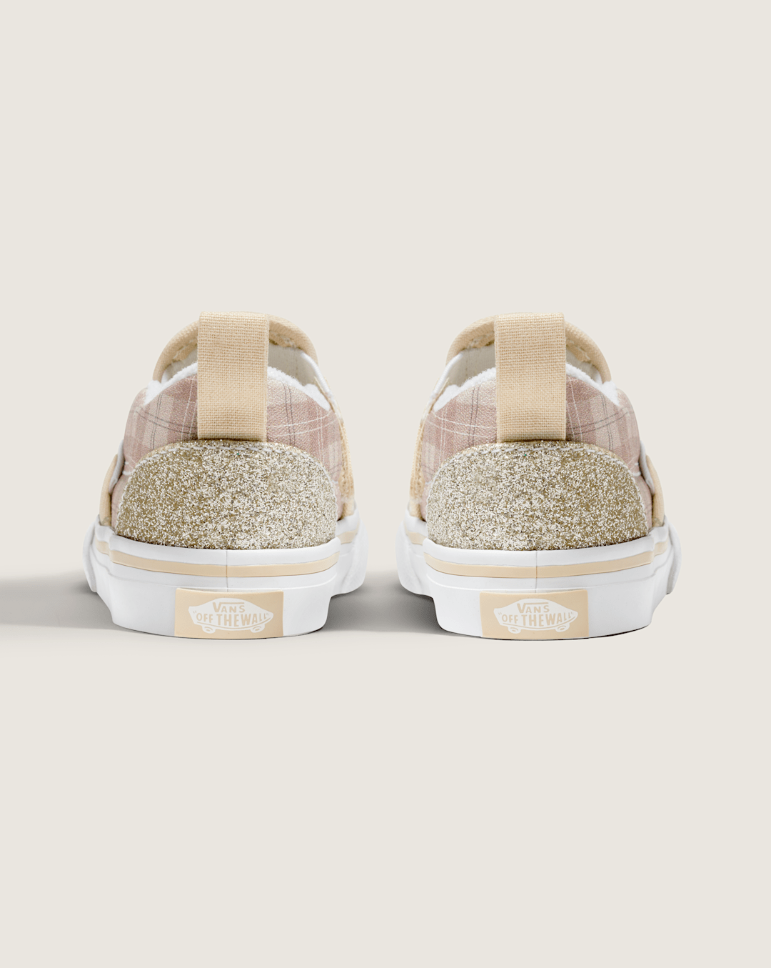 Kids|Sale Vans Toddler Classic Slip-On V Shoe in Glitter Plaid Incense Brown
