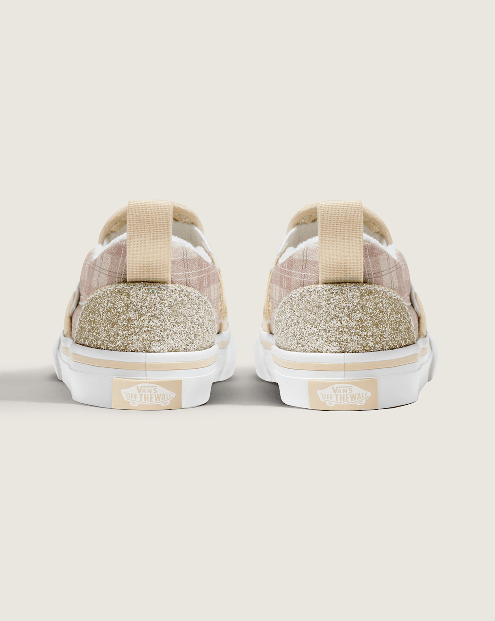 Kids|Sale Vans Toddler Classic Slip-On V Shoe in Glitter Plaid Incense Brown