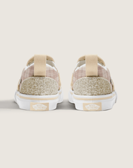 Kids|Sale Vans Toddler Classic Slip-On V Shoe in Glitter Plaid Incense Brown