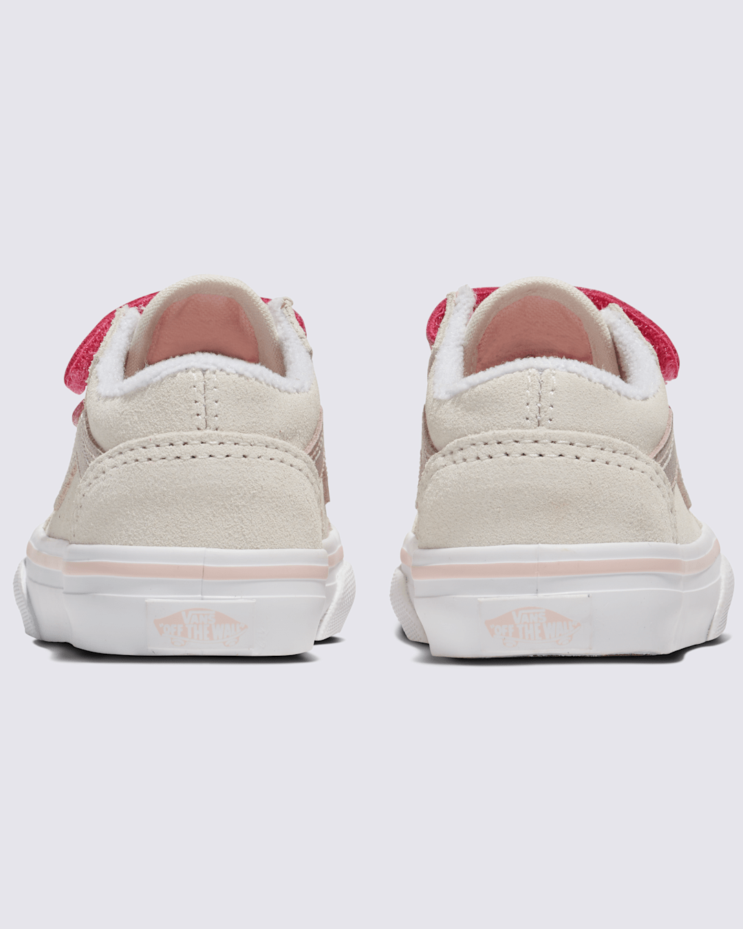 Kids|Sale Vans Toddler Old Skool V Shoe in Metallic Marshmallow White / Pink
