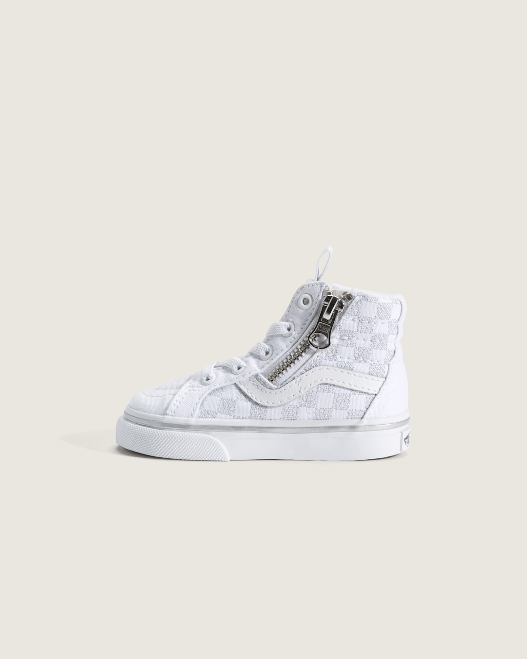 Kids|Sale Vans Toddler SK8-Hi Side Zip Checkerboard Shoe in Checkerboard Silver Grey