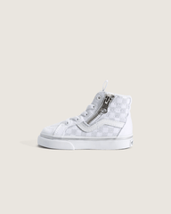 Kids|Sale Vans Toddler SK8-Hi Side Zip Checkerboard Shoe in Checkerboard Silver Grey
