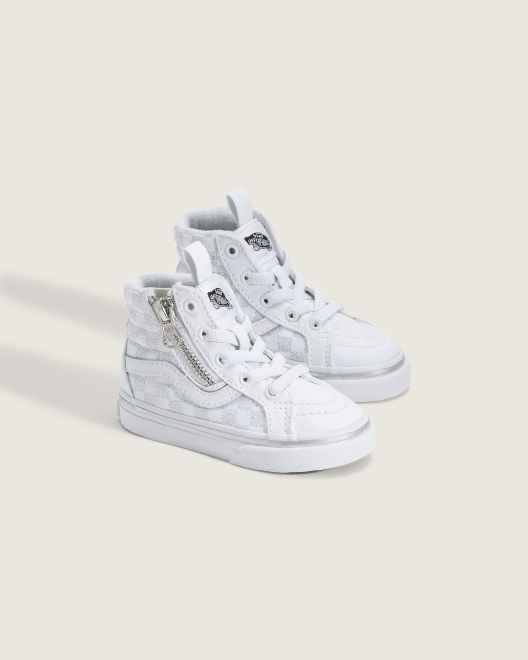 Kids|Sale Vans Toddler SK8-Hi Side Zip Checkerboard Shoe in Checkerboard Silver Grey