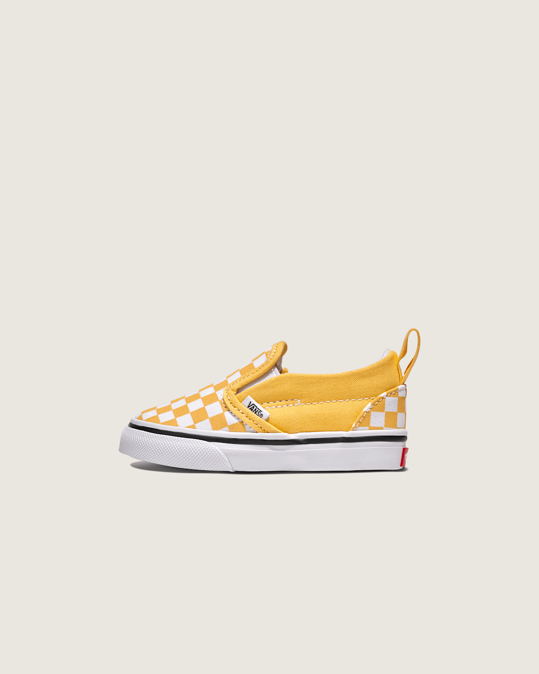 Kids|Sale Vans Toddler Classic Slip-On V Checkerboard Shoe in Banana Cream Yellow / White