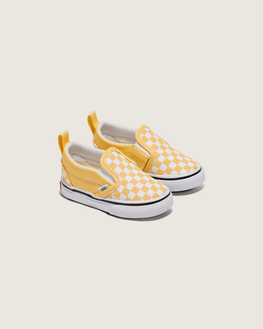 Kids|Sale Vans Toddler Classic Slip-On V Checkerboard Shoe in Banana Cream Yellow / White