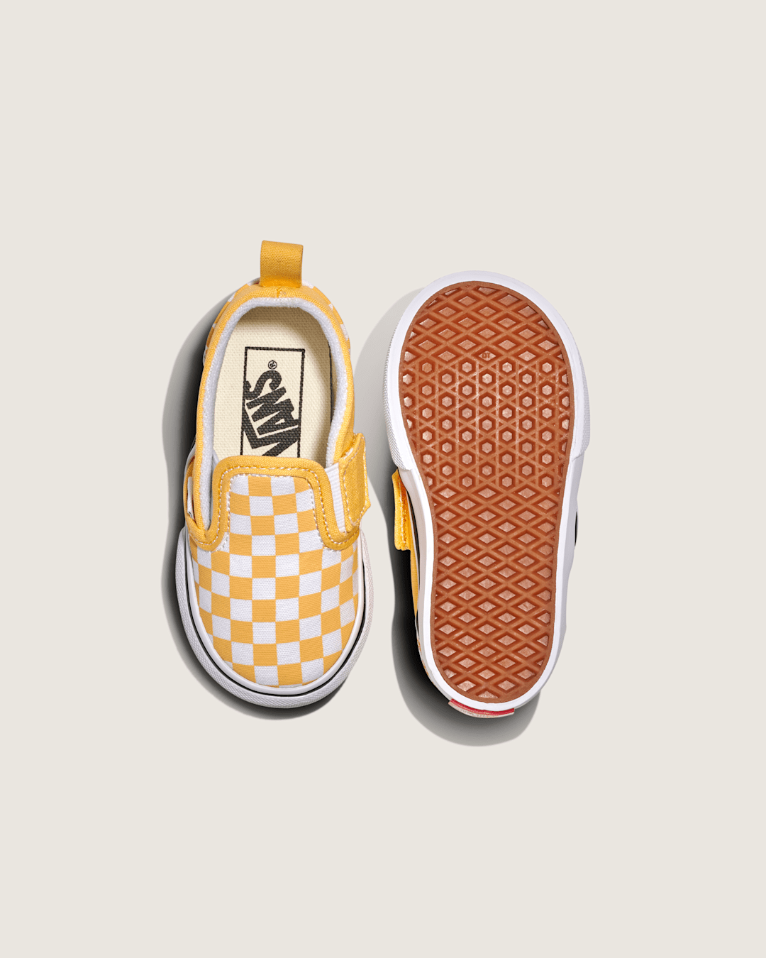 Kids|Sale Vans Toddler Classic Slip-On V Checkerboard Shoe in Banana Cream Yellow / White