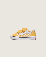 Kids|Sale Vans Toddler Old Skool V Checkerboard Shoe in Banana Cream Yellow / White