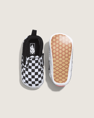 Kids Vans Infant Slip-On V Crib Checkerboard Shoe in Checkerboard Black / True White
