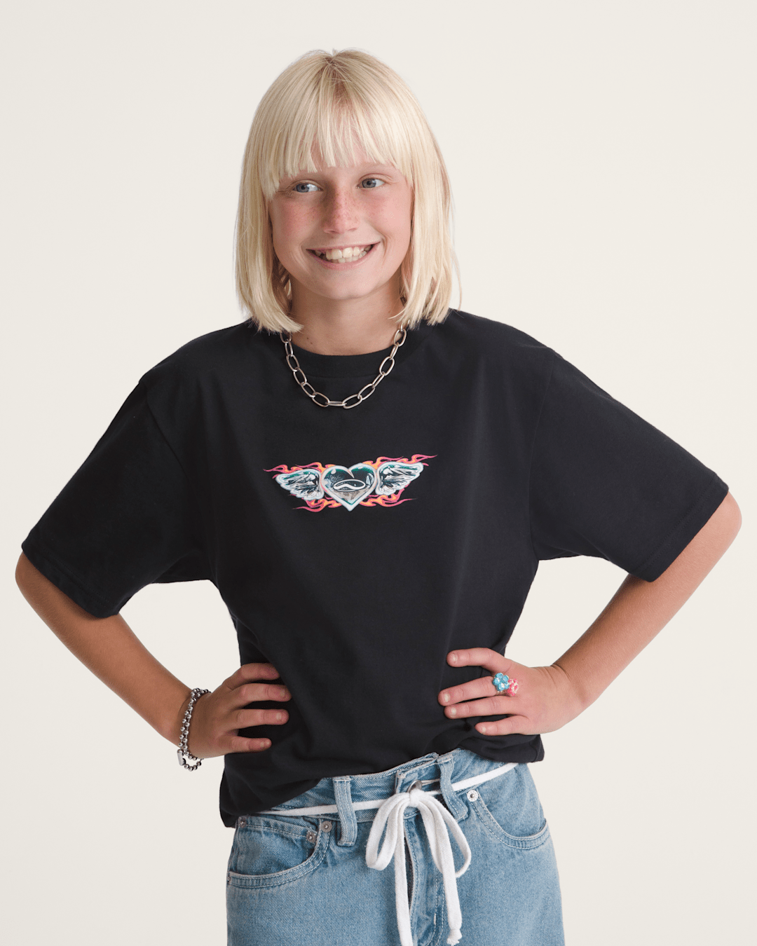 Kids Vans Kids Chrome Heart T-Shirt in Black