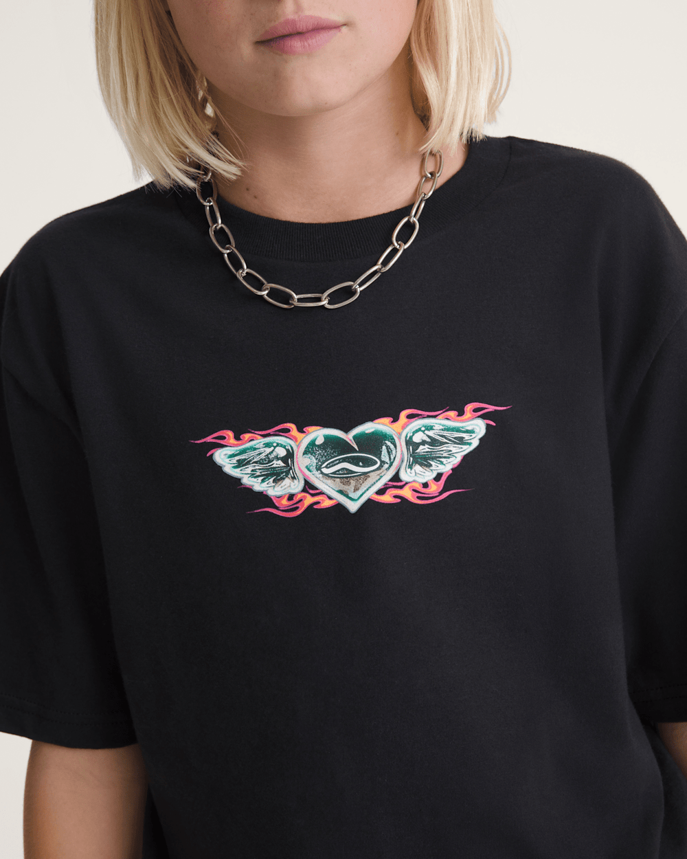 Kids Vans Kids Chrome Heart T-Shirt in Black