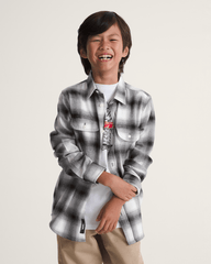 Kids Vans Kids Lawson Plaid Flannel Shirt in Marshmallow White / Black