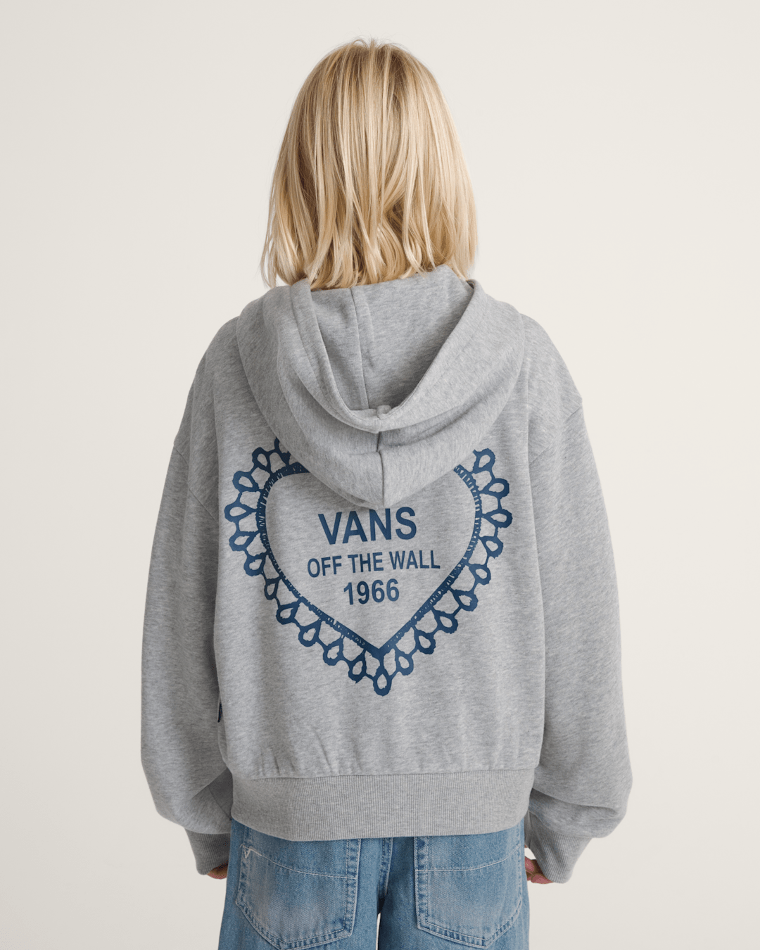 Kids Vans Kids Lacey Daze Retro Zip Hoodie in Cement Heather Grey