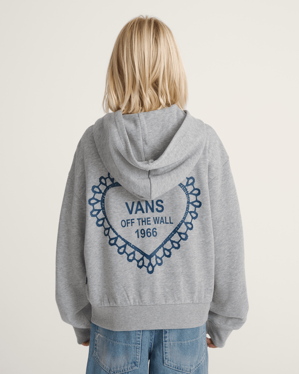 Kids Vans Kids Lacey Daze Retro Zip Hoodie in Cement Heather Grey