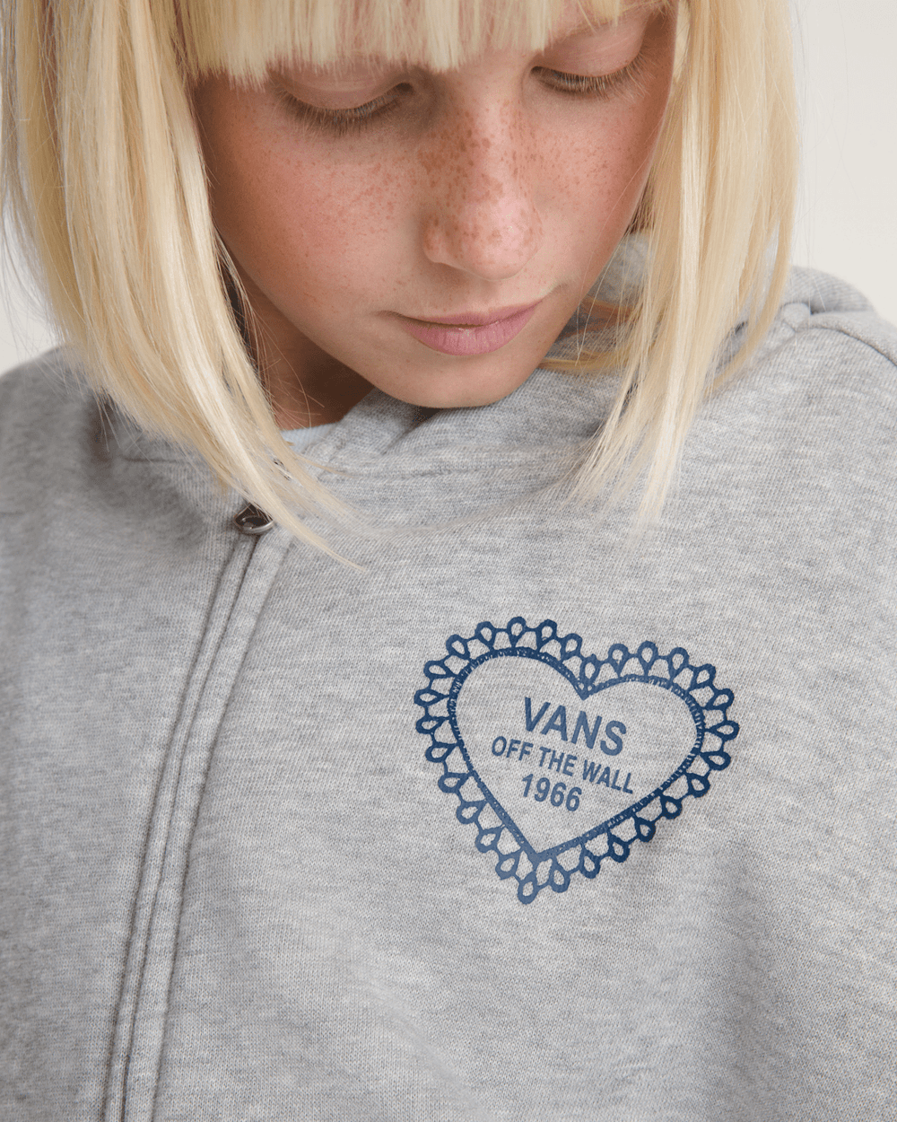 Kids Vans Kids Lacey Daze Retro Zip Hoodie in Cement Heather Grey