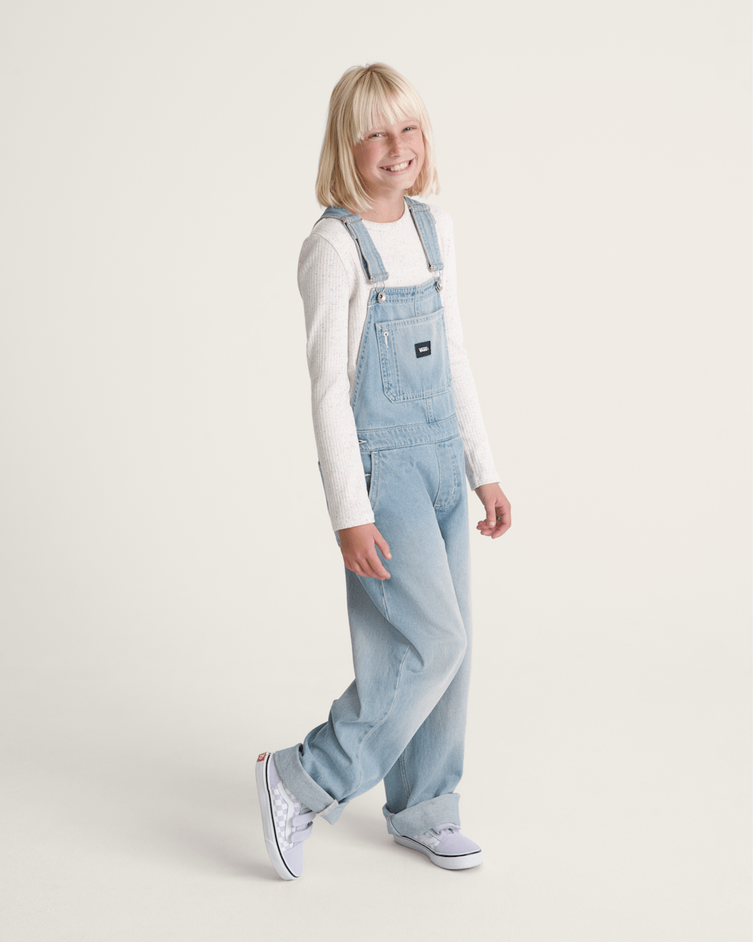 Kids Vans Kids Sirelle Denim Overalls in Stonewash Blue