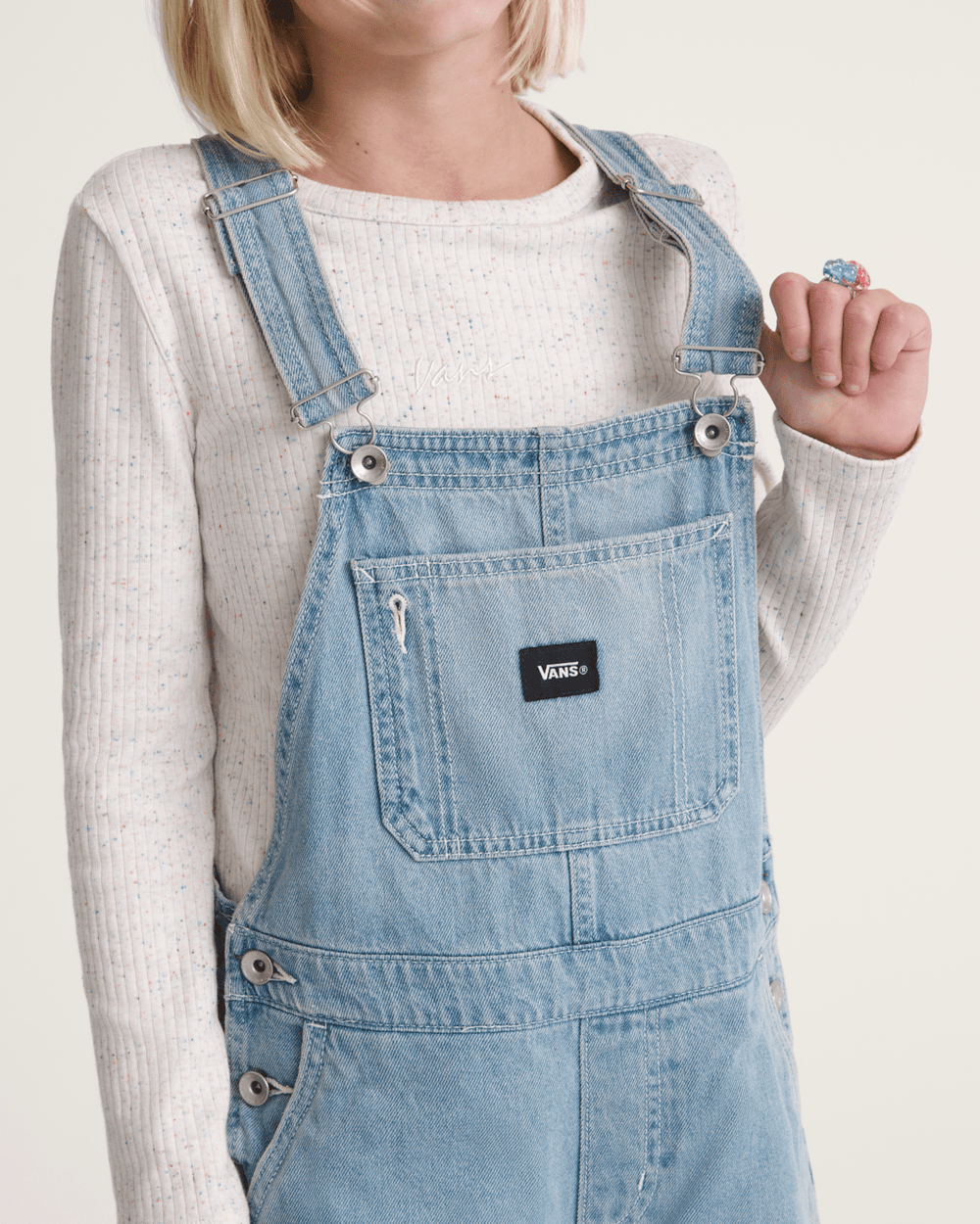 Kids Vans Kids Sirelle Denim Overalls in Stonewash Blue